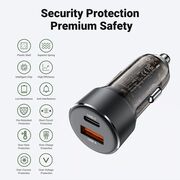 Incaractor auto bricheta Type-C PD30W + USB QC30W, Acefast B12