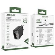 Incarcator GaN Type-C, 20W Power Delivery, Acefast A82, negru
