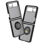 Husa de protectie pentru  Motorola Razr 40 premium cu inel stand rotativ, suport magnetic si bumper anti-alunecare - negru