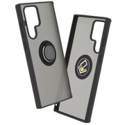 Husa de protectie pentru  Samsung Galaxy S22 Ultra 5G premium cu inel stand rotativ, suport magnetic si bumper anti-alunecare - negru