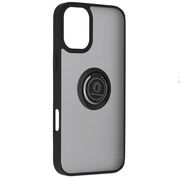 Husa de protectie pentru  iPhone 16 Plus premium cu inel stand rotativ, suport magnetic si bumper anti-alunecare - negru