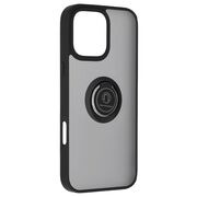 Husa de protectie pentru  iPhone 16 Pro Max premium cu inel stand rotativ, suport magnetic si bumper anti-alunecare - negru