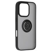 Husa de protectie pentru  iPhone 16 Pro premium cu inel stand rotativ, suport magnetic si bumper anti-alunecare - negru