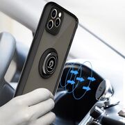 Husa de protectie pentru  iPhone 16 premium cu inel stand rotativ, suport magnetic si bumper anti-alunecare - negru