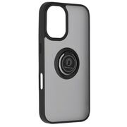 Husa de protectie pentru  iPhone 16 premium cu inel stand rotativ, suport magnetic si bumper anti-alunecare - negru