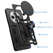 Husa pentru  Xiaomi Redmi 14C Ring Armor Kickstand Tough Rugged Cover cu protectie camera, roz