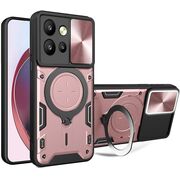 Husa pentru  Motorola Edge 50 Neo cu protecție pentru cameră și suport magnetic integrat Ring Shockproof, roz