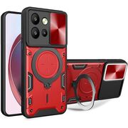Husa pentru  Motorola Edge 50 Neo cu protecție pentru cameră și suport magnetic integrat Ring Shockproof, rosu