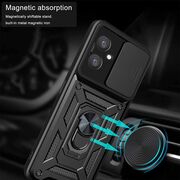 Husa pentru  Oppo A40 Ring Armor Kickstand Tough Rugged Cover cu protectie camera, negru