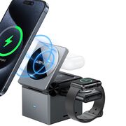 Statie incarcare 3in1 telefon wireless Acefast E18, 15W, gri