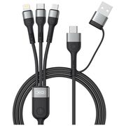 Cablu de Încărcare XO NB254 6-în-1 - USB-C, Lightning, MicroUSB, USB-A - 1,2m, 60W - Negru