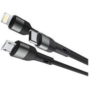 Cablu de Încărcare XO NB254 6-în-1 - USB-C, Lightning, MicroUSB, USB-A - 1,2m, 60W - Negru