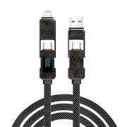 Cablu de date 4 in 1 USB-C, Lightning (iPhone, iPad), USB 3.0, Display LED, 100W, 150cm, Zinc alloy