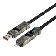 Cablu de date 4 in 1 USB-C, Lightning (iPhone, iPad), USB 3.0, Display LED, 100W, 150cm, Zinc alloy
