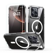 Pachet 360: Folie din sticla + Husa pentru  iPhone 16 Pro Max - ESR Classic Hybrid HaloLock cu Magsafe si Kickstand - transparent