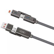 Cablu Multifuncțional XO NB275 4 în 1 USB-C + Lightning/USB + USB-C, 60W, 1m, Zinc Alloy, negru
