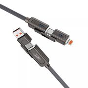 Cablu Multifuncțional XO NB275 4 în 1 USB-C + Lightning/USB + USB-C, 60W, 1m, Zinc Alloy, negru