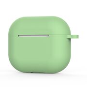 Huse de protectie pentru AirPods 4, Thin & Smooth, din silicon, compatibila cu incarare wireless, cu breloc carabina - Verde deschis