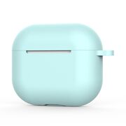 Huse de protectie pentru AirPods 4, Thin & Smooth, din silicon, compatibila cu incarare wireless, cu breloc carabina - cyan