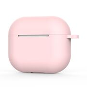 Huse de protectie pentru AirPods 4, Thin & Smooth, din silicon, compatibila cu incarare wireless, cu breloc carabina - roz