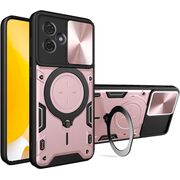 Husa pentru  Motorola Moto G55 cu protecție pentru cameră și suport magnetic integrat Ring Shockproof, roz