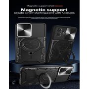 Husa pentru  Motorola Moto G55 cu protecție pentru cameră și suport magnetic integrat Ring Shockproof, mov