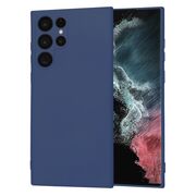 Husa pentru  Samsung Galaxy S22 Ultra 5G Liquid Silicone cu MagSafe, subțire, captusita cu microfibra, anti amprentă, protectie cameră foto, albastru