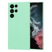 Husa pentru  Samsung Galaxy S22 Ultra 5G Liquid Silicone cu MagSafe, subțire, captusita cu microfibra, anti amprentă, protectie cameră foto, verde deschis