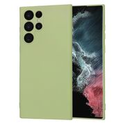 Husa pentru  Samsung Galaxy S22 Ultra 5G Liquid Silicone cu MagSafe, subțire, captusita cu microfibra, anti amprentă, protectie cameră foto, verde