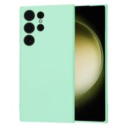 Husa pentru  Samsung Galaxy S23 Ultra 5G Liquid Silicone cu MagSafe, subțire, captusita cu microfibra, anti amprentă, protectie cameră foto, verde deschis