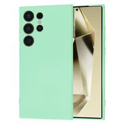 Husa pentru  Samsung Galaxy S24 Ultra Liquid Silicone cu MagSafe, subțire, captusita cu microfibra, anti amprentă, protectie cameră foto, verde deschis
