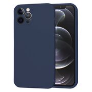Husa pentru  iPhone 12 Pro Liquid Silicone cu MagSafe, subțire, captusita cu microfibra, anti amprentă, protectie cameră foto, albastru