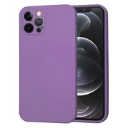 Husa pentru  iPhone 12 Pro Liquid Silicone cu MagSafe, subțire, captusita cu microfibra, anti amprentă, protectie cameră foto, mov