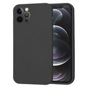 Husa pentru  iPhone 12 Pro Liquid Silicone cu MagSafe, subțire, captusita cu microfibra, anti amprentă, protectie cameră foto, negru