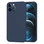 Husa pentru  iPhone 12 Pro Max Liquid Silicone cu MagSafe, subțire, captusita cu microfibra, anti amprentă, protectie cameră foto, albastru