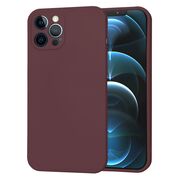 Husa pentru  iPhone 12 Pro Max Liquid Silicone cu MagSafe, subțire, captusita cu microfibra, anti amprentă, protectie cameră foto, bordeaux