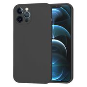 Husa pentru  iPhone 12 Pro Max Liquid Silicone cu MagSafe, subțire, captusita cu microfibra, anti amprentă, protectie cameră foto, negru