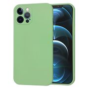 Husa pentru  iPhone 12 Pro Max Liquid Silicone cu MagSafe, subțire, captusita cu microfibra, anti amprentă, protectie cameră foto, verde deschis