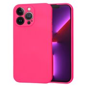 Husa pentru  iPhone 13 Pro Liquid Silicone cu MagSafe, subțire, captusita cu microfibra, anti amprentă, protectie cameră foto, fucsia