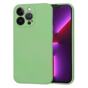 Husa pentru  iPhone 13 Pro Liquid Silicone cu MagSafe, subțire, captusita cu microfibra, anti amprentă, protectie cameră foto, verde deschis