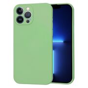 Husa pentru  iPhone 13 Pro Max Liquid Silicone cu MagSafe, subțire, captusita cu microfibra, anti amprentă, protectie cameră foto, verde deschis
