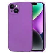 Husa pentru  iPhone 14 Liquid Silicone cu MagSafe, subțire, captusita cu microfibra, anti amprentă, protectie cameră foto, mov