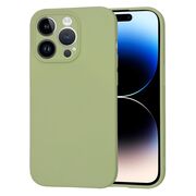 Husa pentru  iPhone 14 Pro  Liquid Silicone cu MagSafe, subțire, captusita cu microfibra, anti amprentă, protectie cameră foto, verde