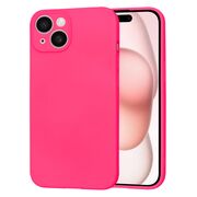 Husa pentru  iPhone 15 Liquid Silicone cu MagSafe, subțire, captusita cu microfibra, anti amprentă, protectie cameră foto, fucsia