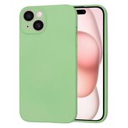 Husa pentru  iPhone 15 Liquid Silicone cu MagSafe, subțire, captusita cu microfibra, anti amprentă, protectie cameră foto, verde deschis