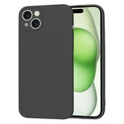 Husa pentru  iPhone 15 Plus Liquid Silicone cu MagSafe, subțire, captusita cu microfibra, anti amprentă, protectie cameră foto, negru