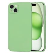 Husa pentru  iPhone 15 Plus Liquid Silicone cu MagSafe, subțire, captusita cu microfibra, anti amprentă, protectie cameră foto, verde deschis
