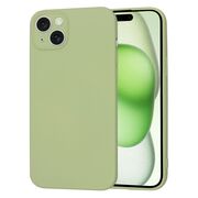 Husa pentru  iPhone 15 Plus Liquid Silicone cu MagSafe, subțire, captusita cu microfibra, anti amprentă, protectie cameră foto, verde