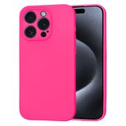 Husa pentru  iPhone 15 Pro Liquid Silicone cu MagSafe, subțire, captusita cu microfibra, anti amprentă, protectie cameră foto, fucsia