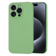 Husa pentru  iPhone 15 Pro Liquid Silicone cu MagSafe, subțire, captusita cu microfibra, anti amprentă, protectie cameră foto, verde deschis